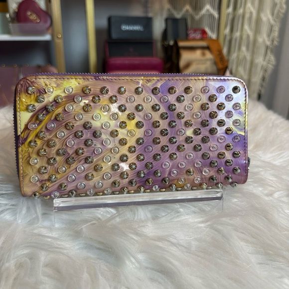 Rare Christian Louboutin Spike studds Round zipper long wallet - Picture 5 of 17